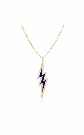 Protective Adornment Enamel Lightning Bolt Chain Necklace