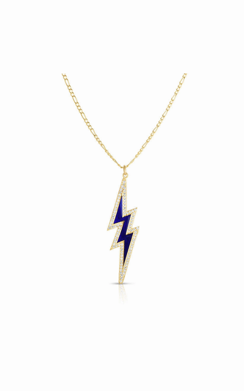 Protective Adornment Enamel Lightning Bolt Chain Necklace