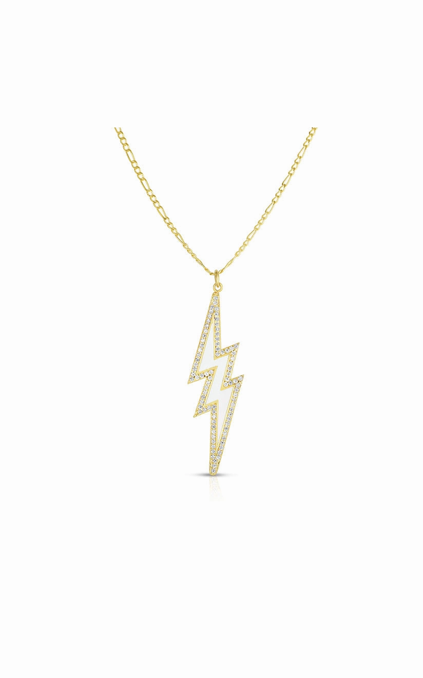 Enamel Lightning Bolt Chain Necklace Trendy Accessory