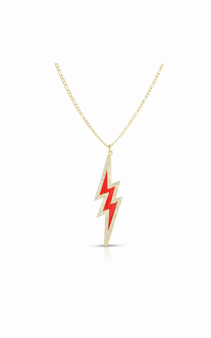 Family Bond Memory Piece Enamel Lightning Bolt Chain Necklace