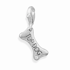 Engraved Top Dog Bone Charm with Lobster Clasp Custom Jewelry Design Impeccable Finish