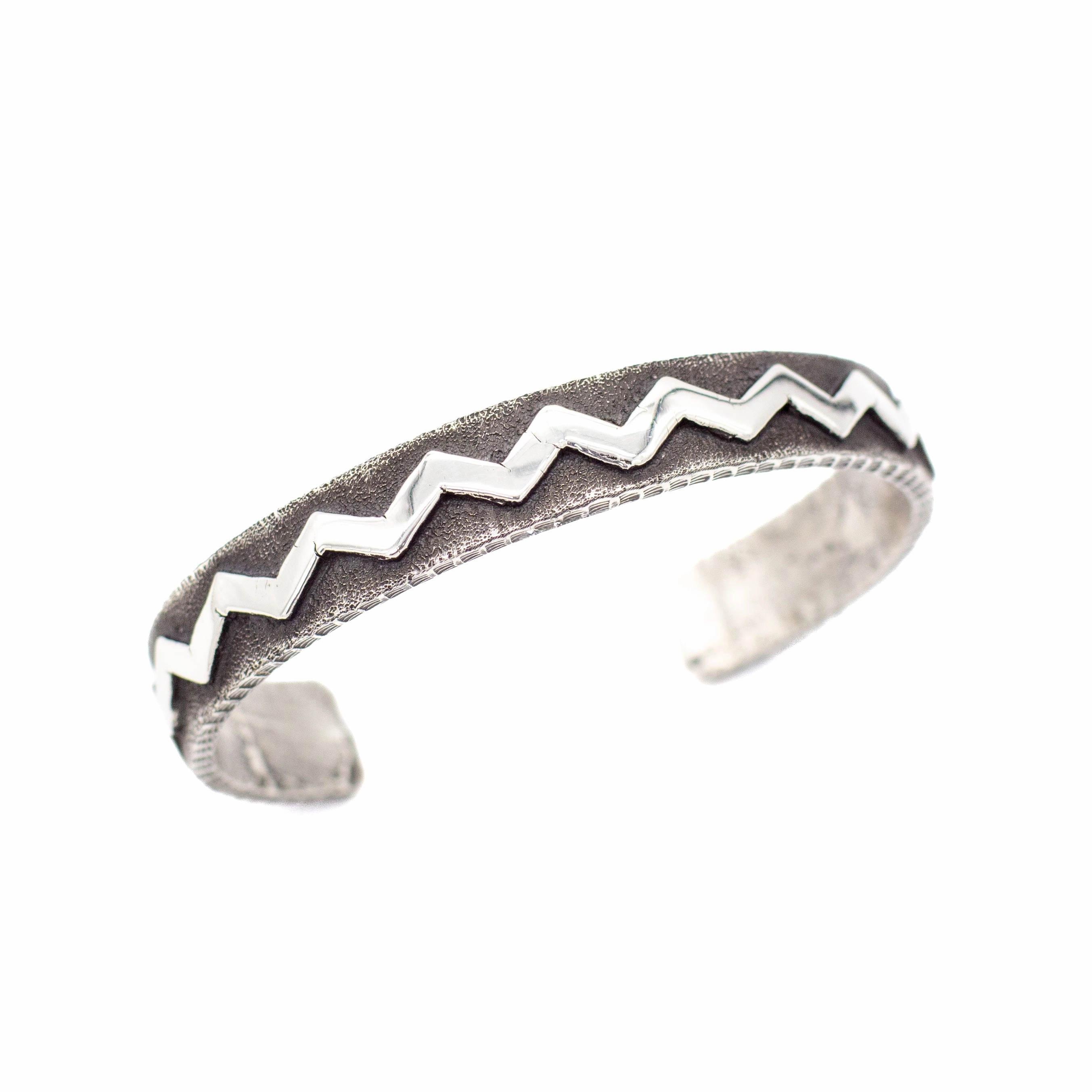 Ernest Rangel Navajo Handmade Tufa Cast Sterling Silver Cuff Bracelet Pure Highlight Modern Vibe