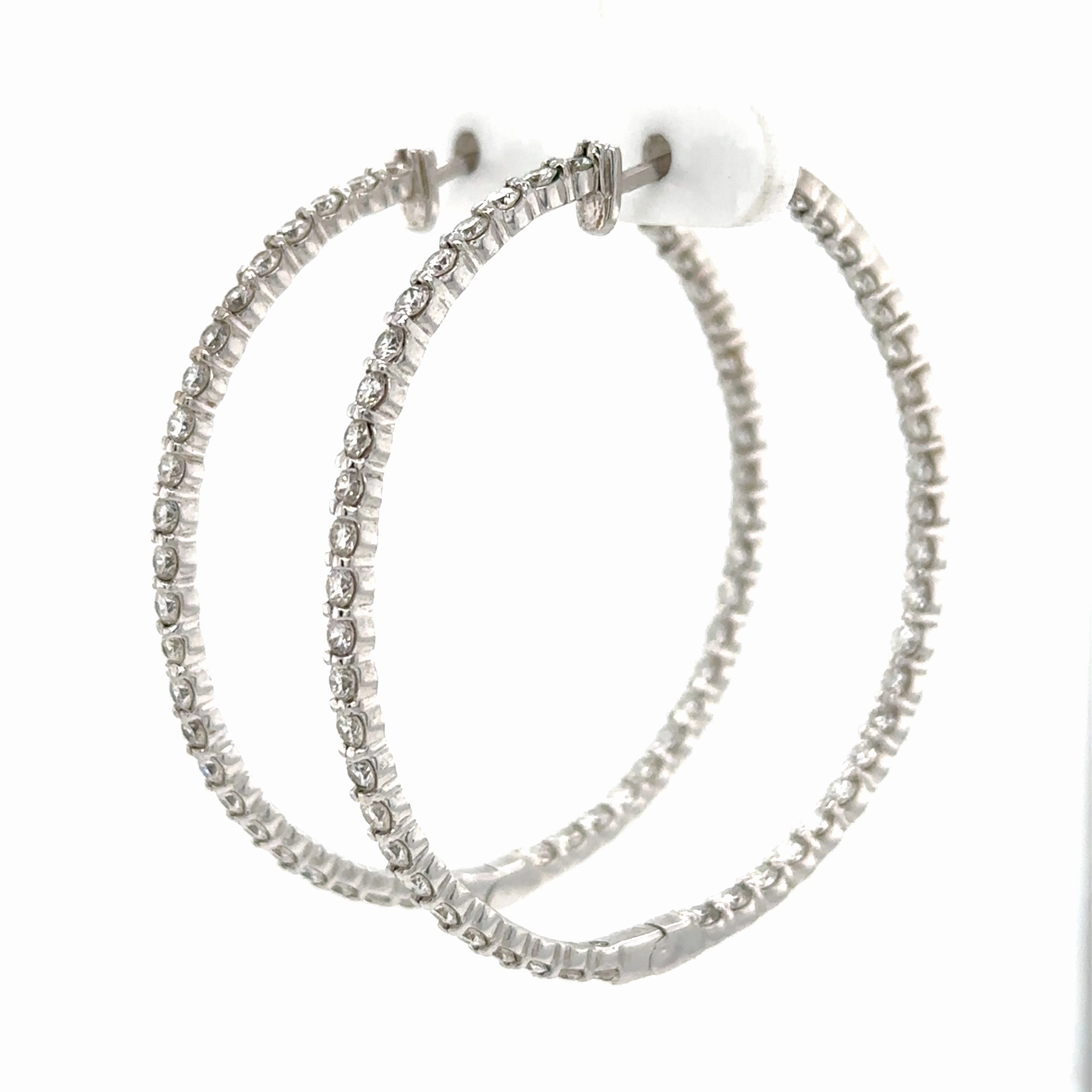 Winter Jewelry Daytime Trinket Estate Round Large Hoop Diamond Earrings in 14K White Gold (4.00ctw)