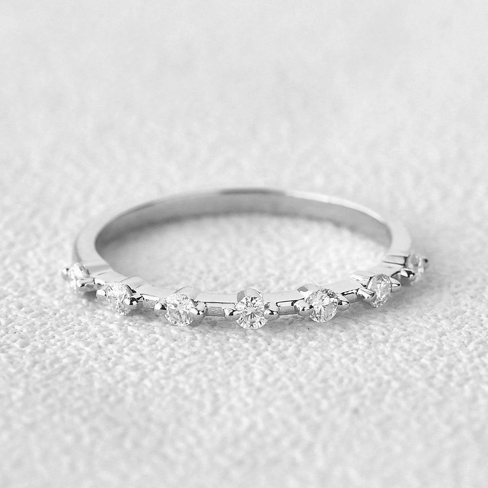 Glittering Sparkle Minimalist Moissanite Wedding Band
