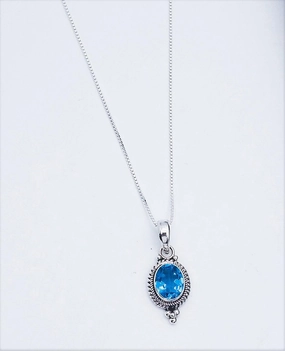 Sterling Silver Pendant With Blue Topaz Stylish Highlight