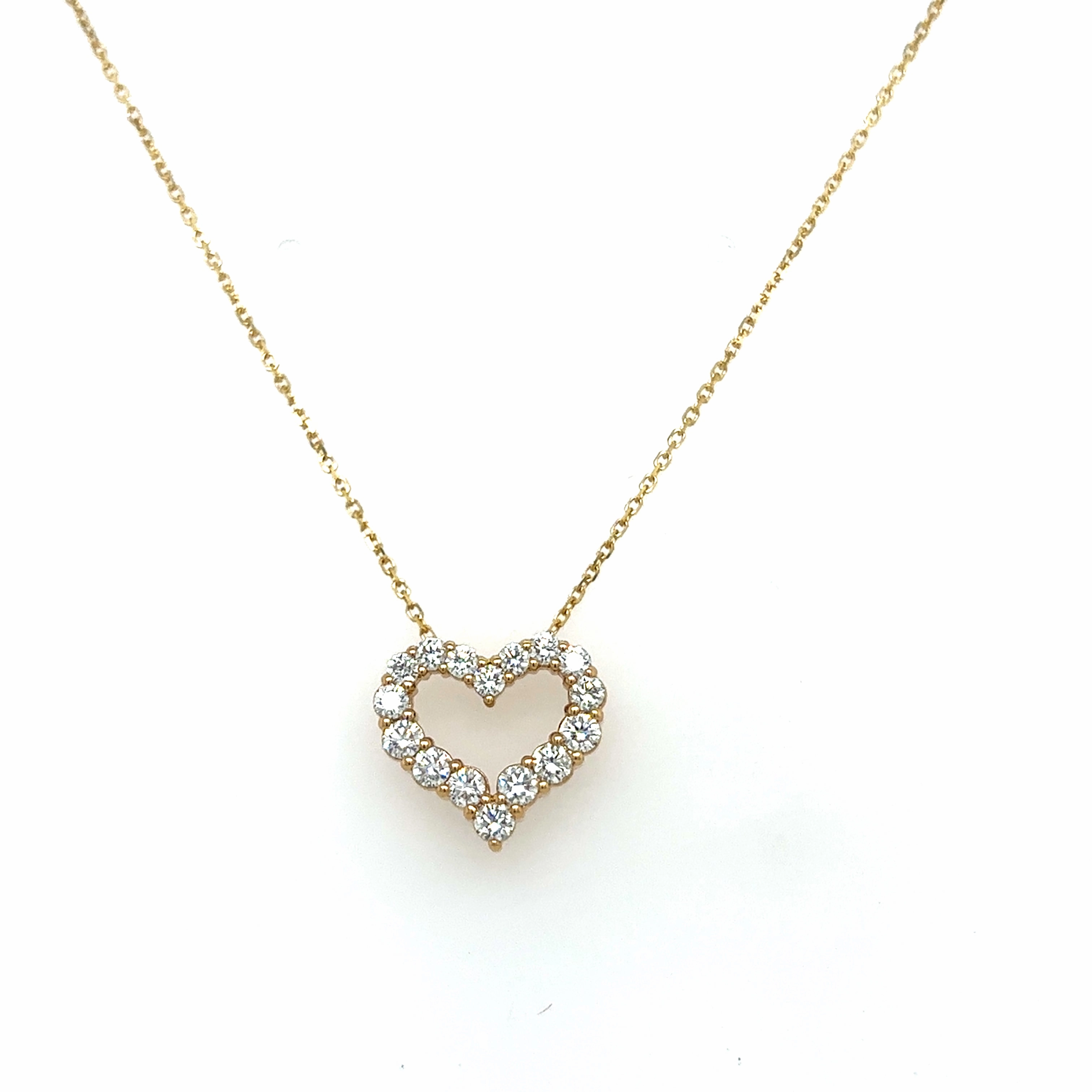 14K Yellow Gold Round Shape Diamond Heart Pendant (.50ctw) Daily Highlight