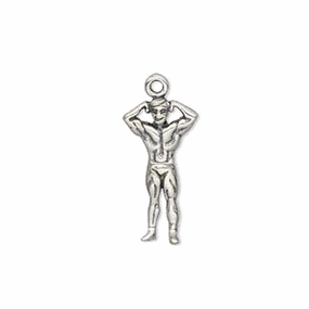 Bodybuilder Charm Antiqued Sterling Silver Soft Statement Creative Light