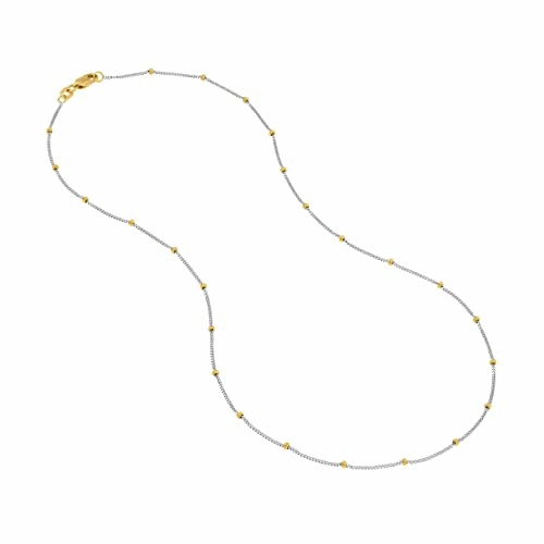 Special Occasion Two-tone Gold-plated Sterling Silver Satellite Bead Curb Chain Necklace