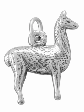 Llama Charm Sterling Silver Antiqued Finish 3D Bold piece