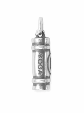 Yoga Mat Rolled Up Charm Sterling Silver with Oxidized Finish Vogue Touch