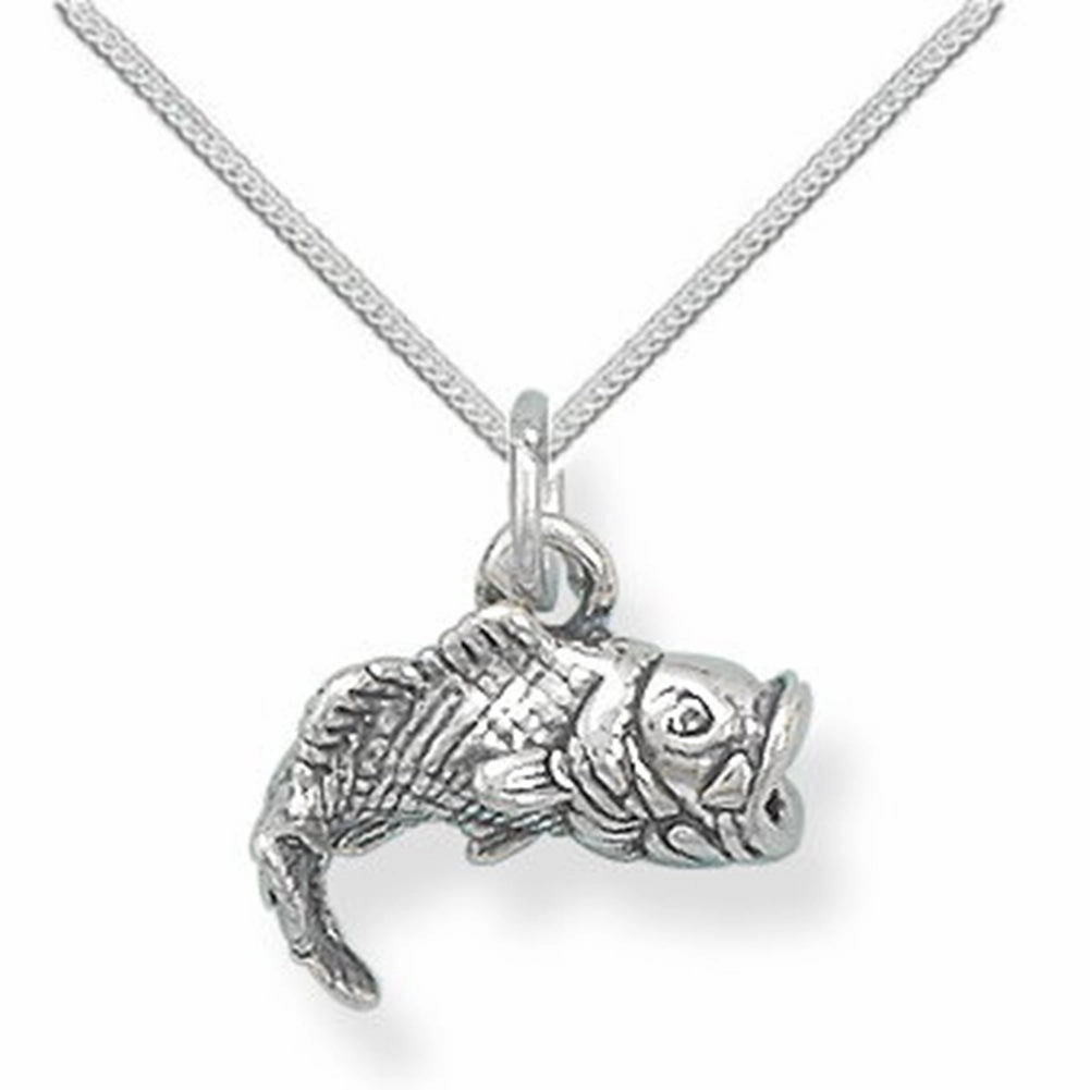 Exclusive Gifts Glow Touch 3-D Large Mouth Bass Necklace Sterling Silver - Chain Included