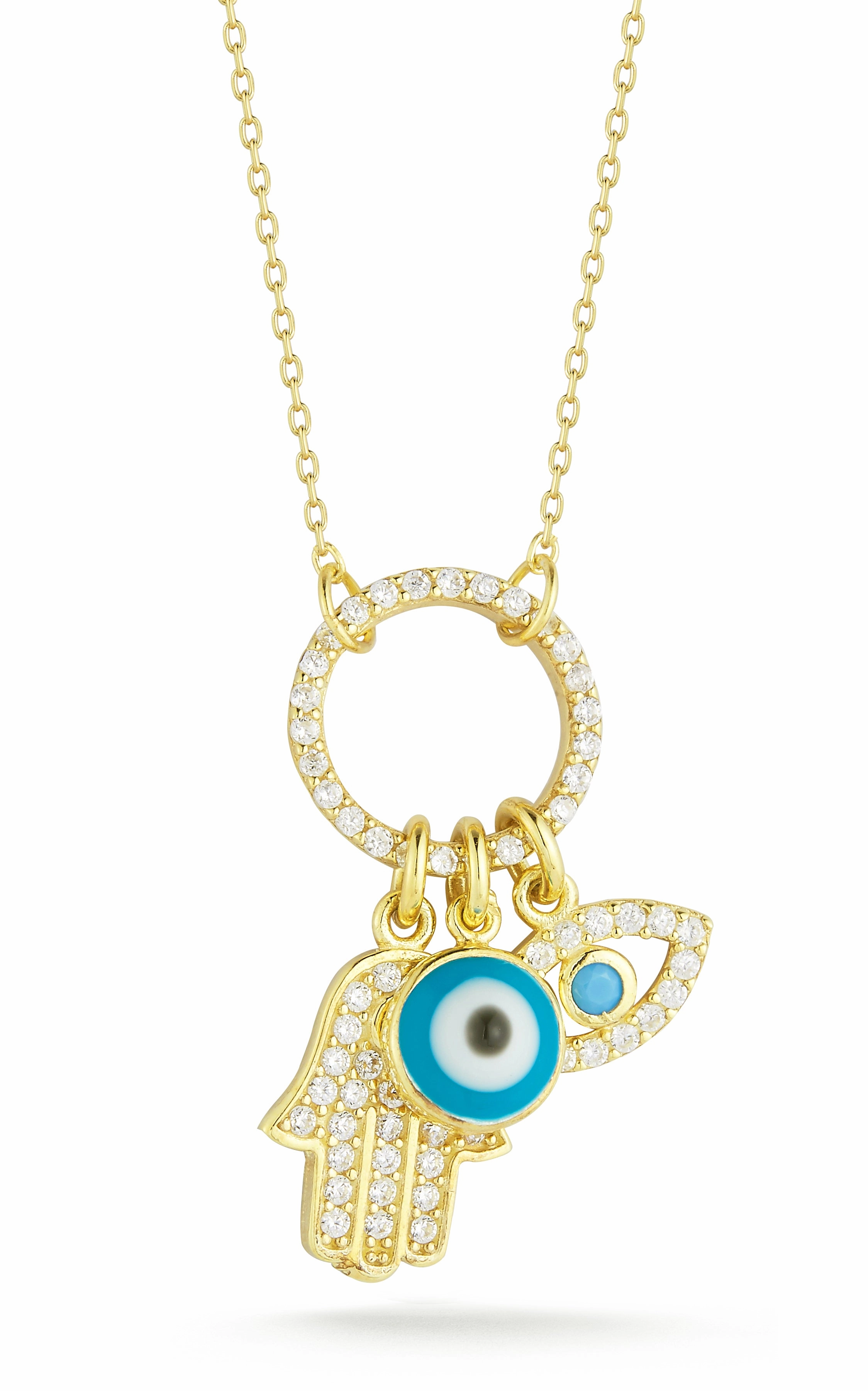 Evil Eye and Hamsa Charm Necklace Trend Gift Chic Design