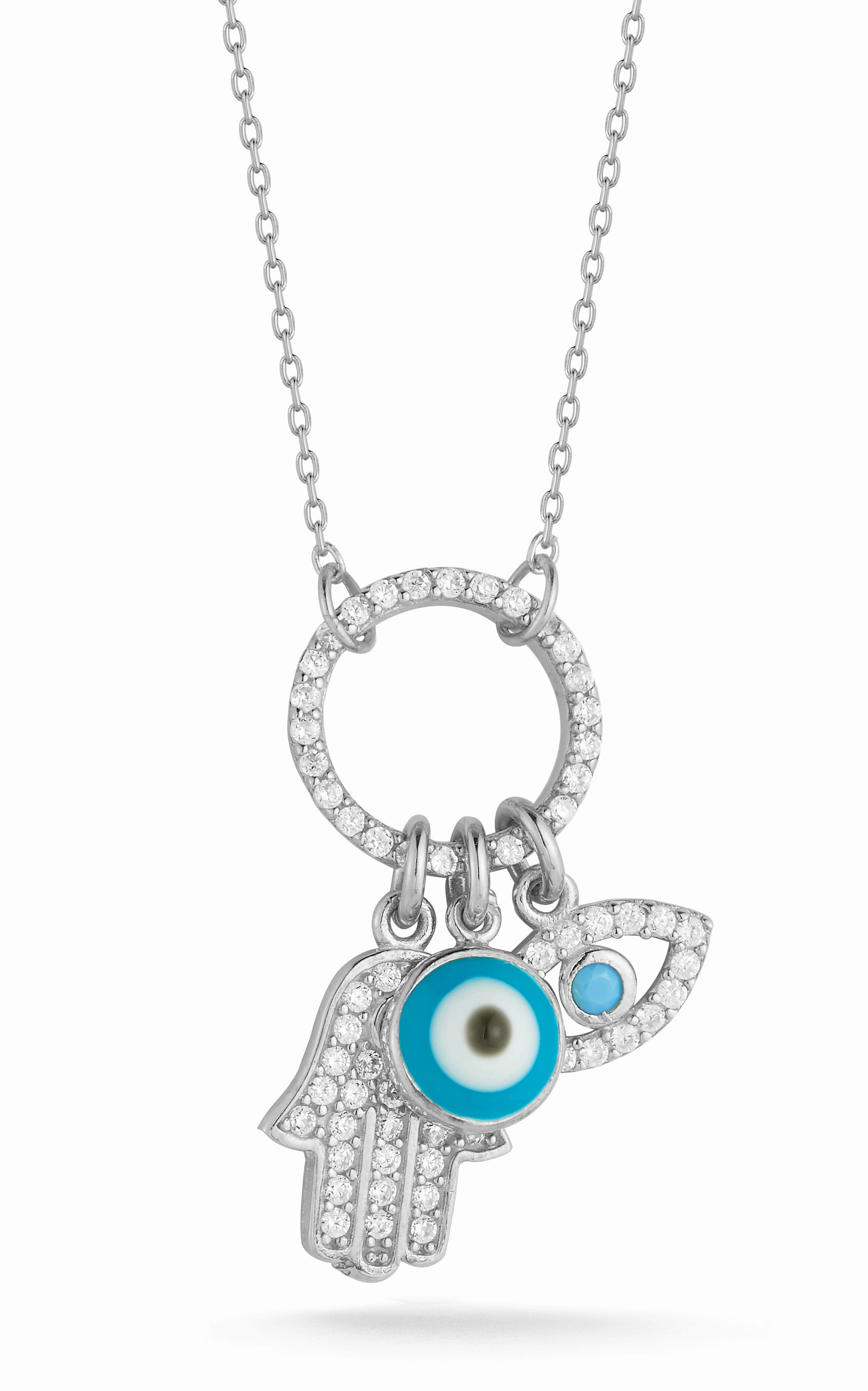 Evil Eye and Hamsa Charm Necklace Timeless Look