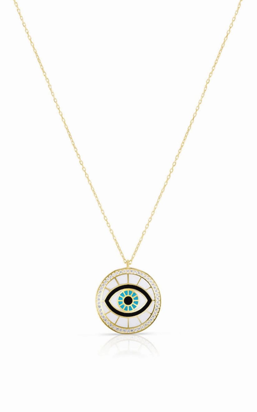 Evil Eye Enamel Necklace Father??s Present