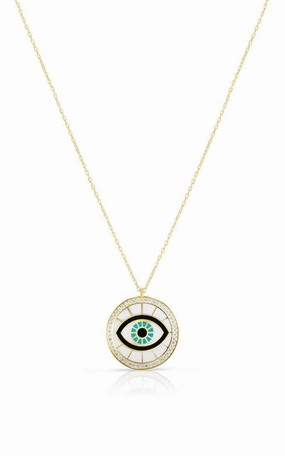 Evil Eye Enamel Necklace Father??s Present