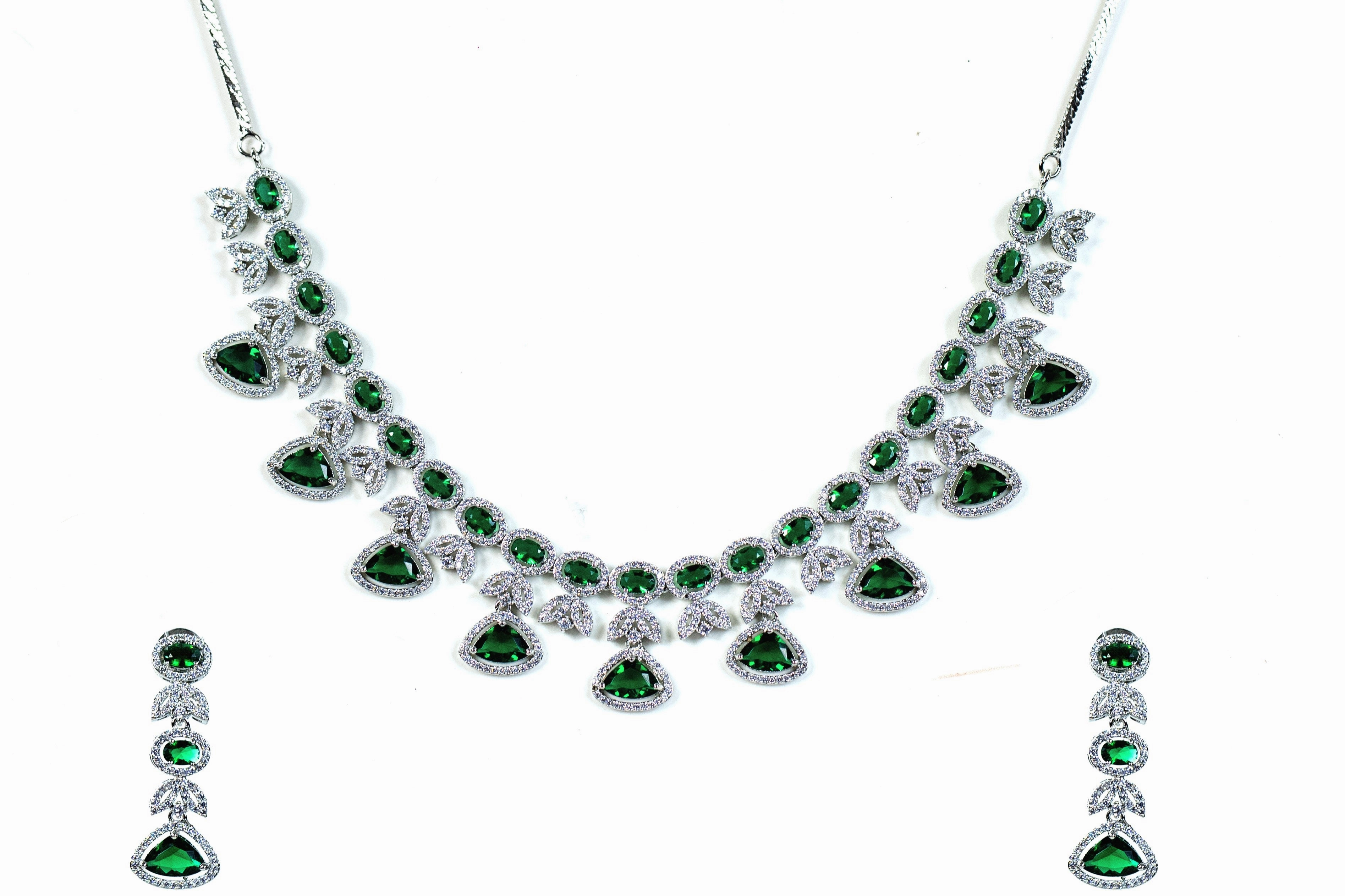 Trio trix zircon necklace set Bright Reflection Graceful Fashion