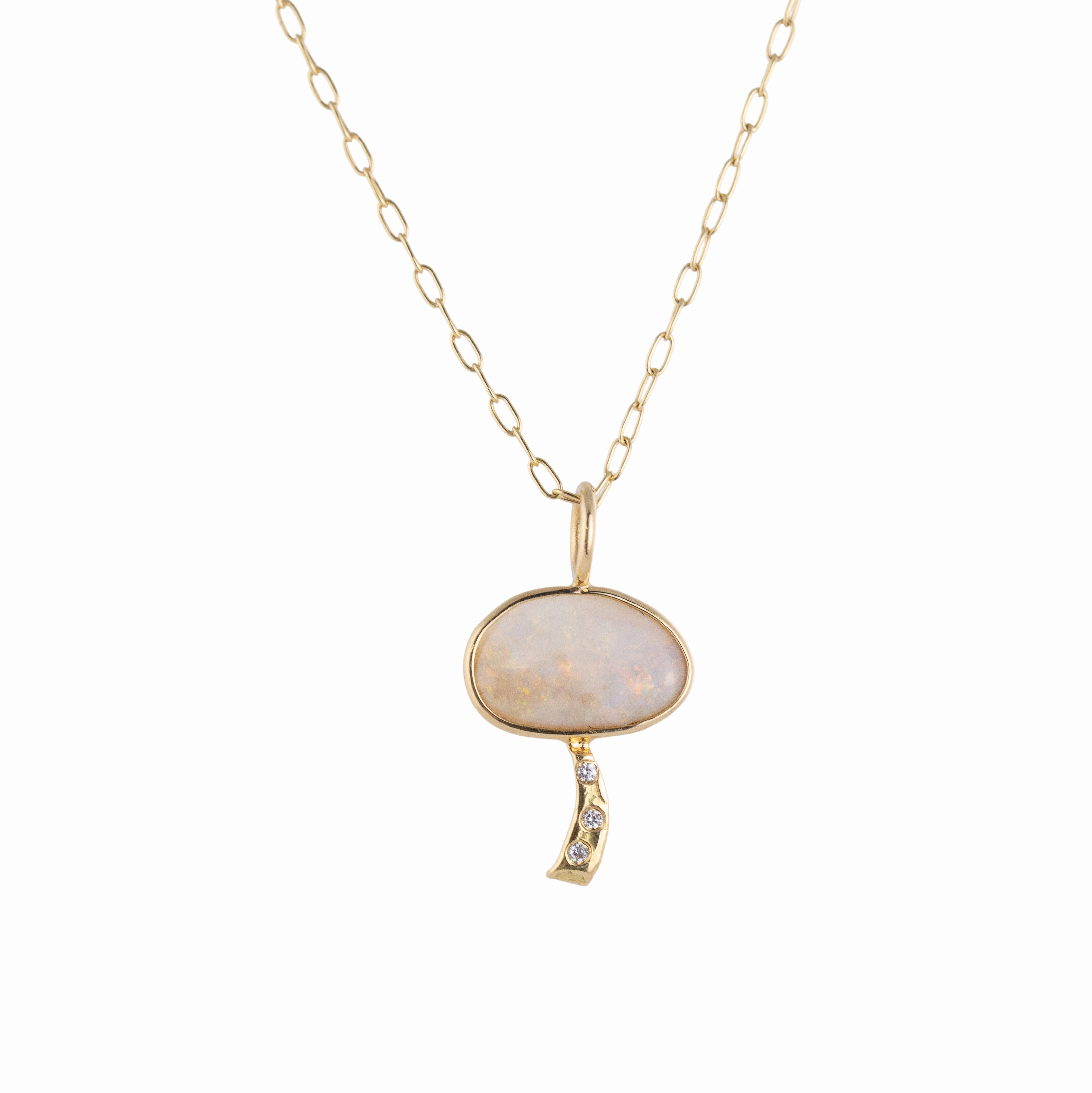 Australian Opal Mushroom Necklace - 18k Gold Creative Detail