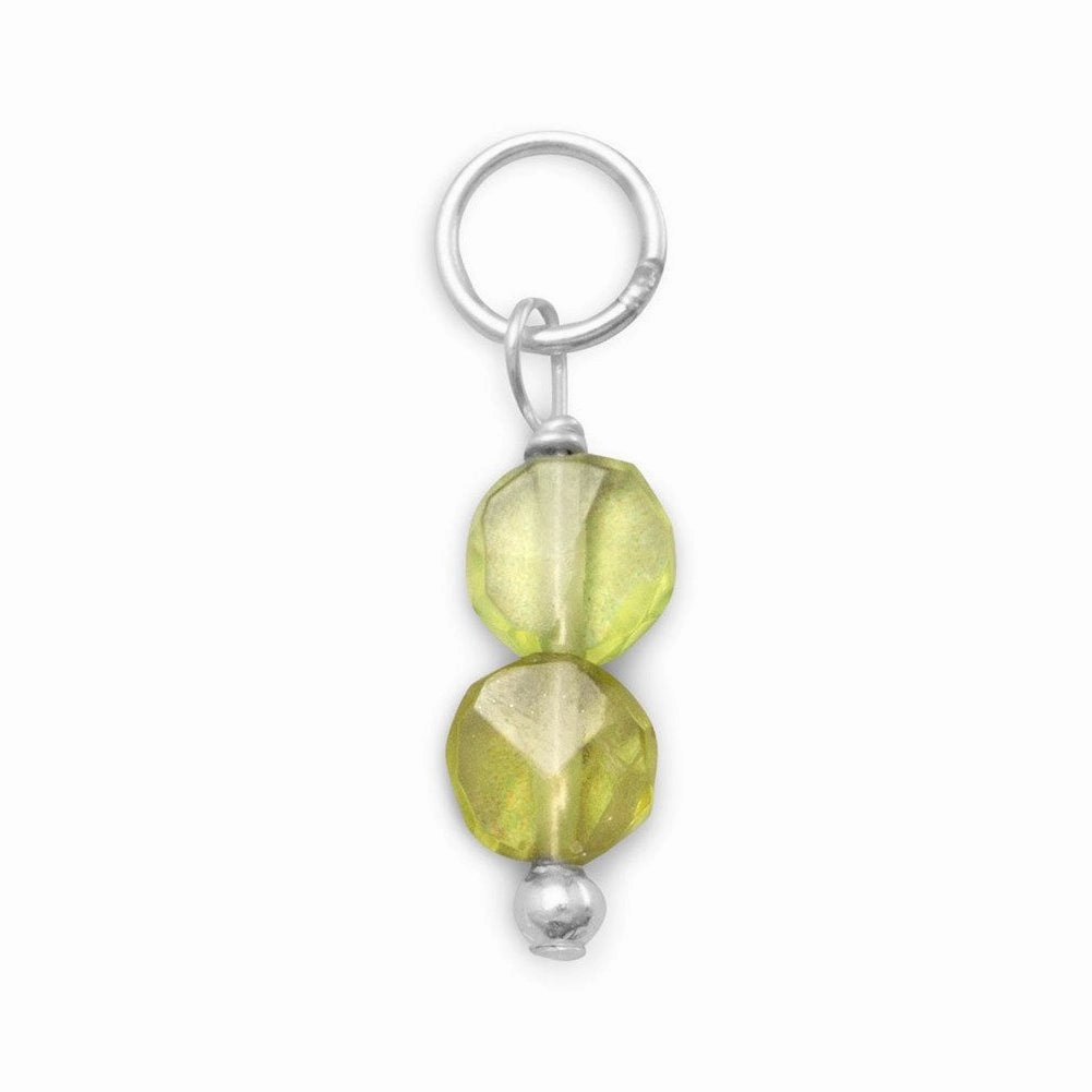 Sterling Silver Double Coin Bead Peridot August Charm Cool Contrast Elegant Craftwork
