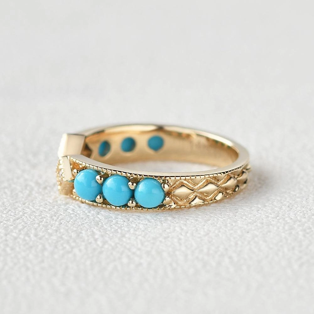 Shiny Style Bohemian Turquoise & Diamond Vintage Ring