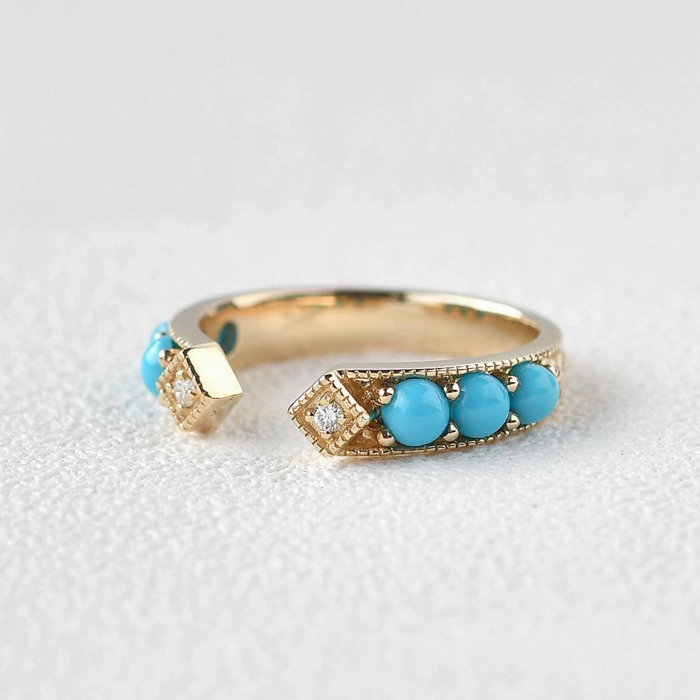 Vibrant Sparkle Bohemian Turquoise & Diamond Vintage Ring