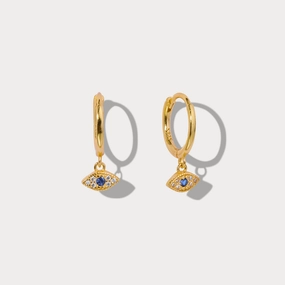 Nature Inspired Chic Glow Sapphire Eyes Diamond Drop Hoops Earrings