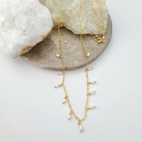 Wisp Necklace - 14k Gold-Fill   Seed Pearl Modern Gift Polished Mood