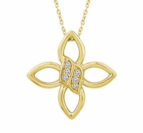 Temporary Adornment Bremer Jewelry 10K Yellow/White Gold Round Shape Diamond Flower Pendant (.02ctw)