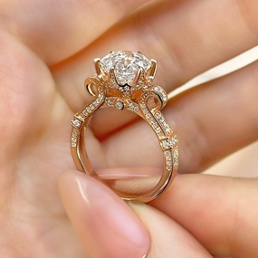 Refined Style Festive Accent Louily Dainty Rose-Shaped Cut Engagement Ring For Women