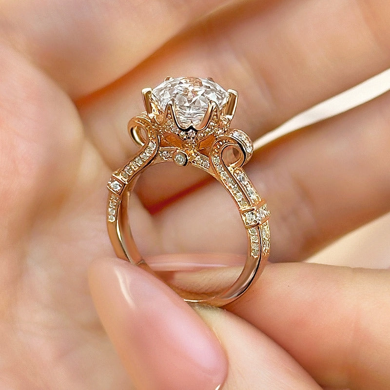 Refined Style Festive Accent Louily Dainty Rose-Shaped Cut Engagement Ring For Women