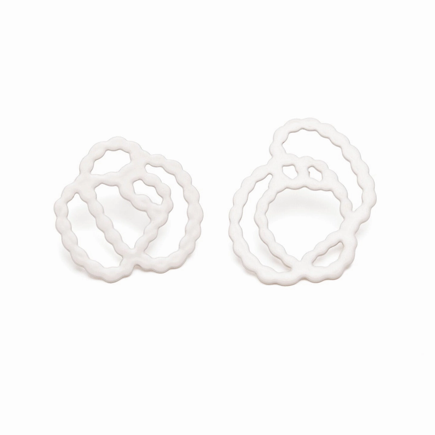 Cute Accent Pretty Feature Asymmetrical  Pearl Sketch Studs - Small, Cream