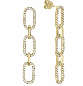 Industrial Decoration Splendid Embellishment Round Dangle Diamond Earrings in 18K Yellow Gold (.88ctw)