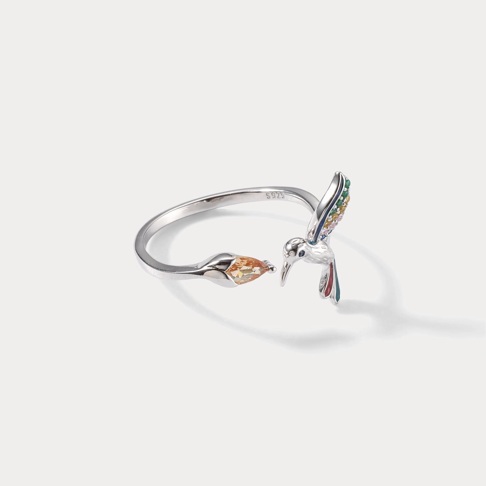 Glam Choice Silver Hummingbird Ring