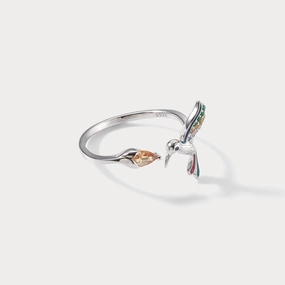 Custom Statement Silver Hummingbird Ring