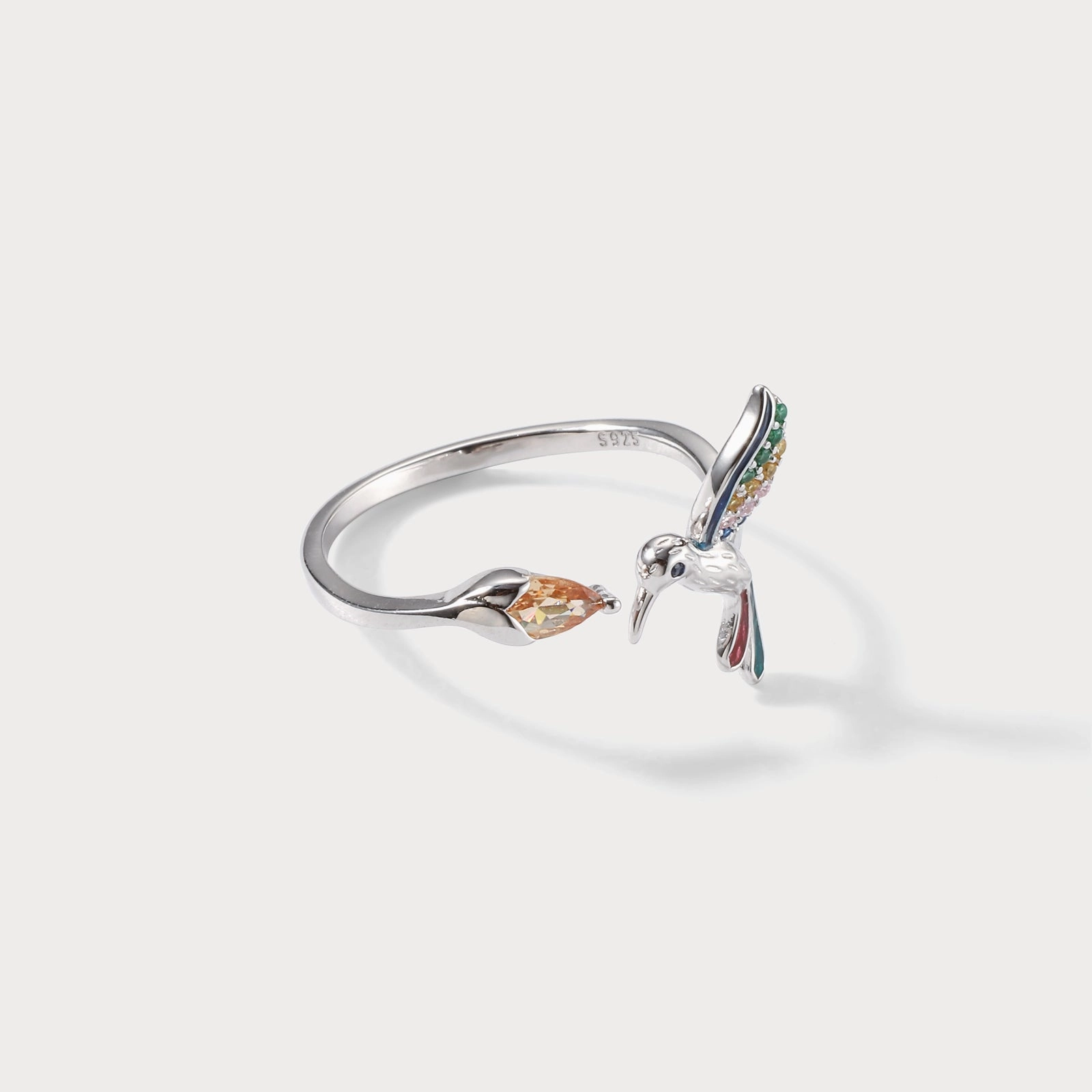 Custom Statement Silver Hummingbird Ring