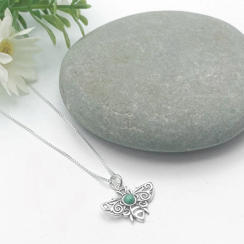 Sterling Silver Bee Pendant With Turquoise Fashion Glow Luxury Gift