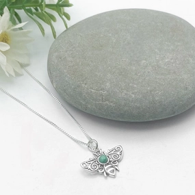 Sterling Silver Bee Pendant With Turquoise Fashion Glow Luxury Gift