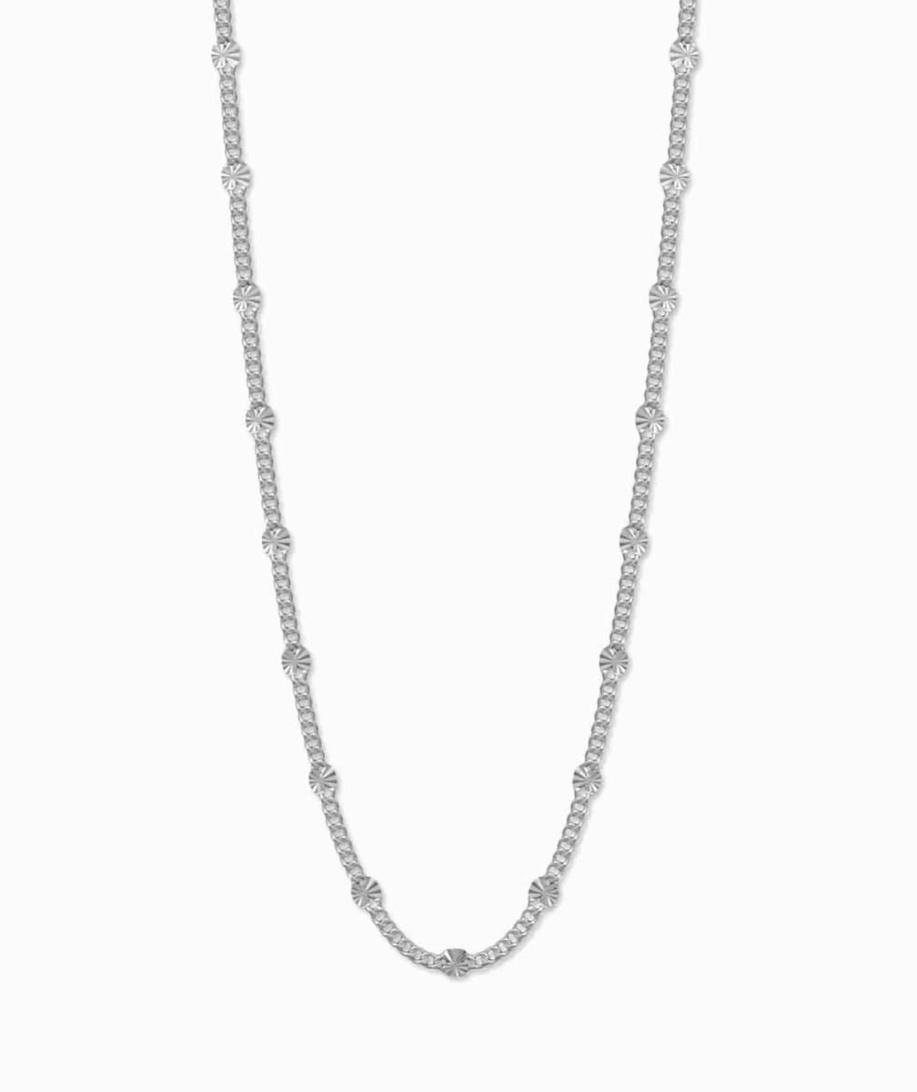 Curb Chain with Dapped Sun Links Station Style Sterling Silver Impressive Feature