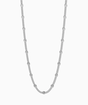 Curb Chain with Dapped Sun Links Station Style Sterling Silver Impressive Feature