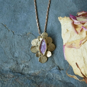 Corporate Style Date Gift Vanity Pendant - Brass   Ruby