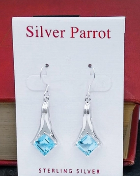 Sterling Silver Earring With Blue Topaz Crisp Shine Minimalist Charm