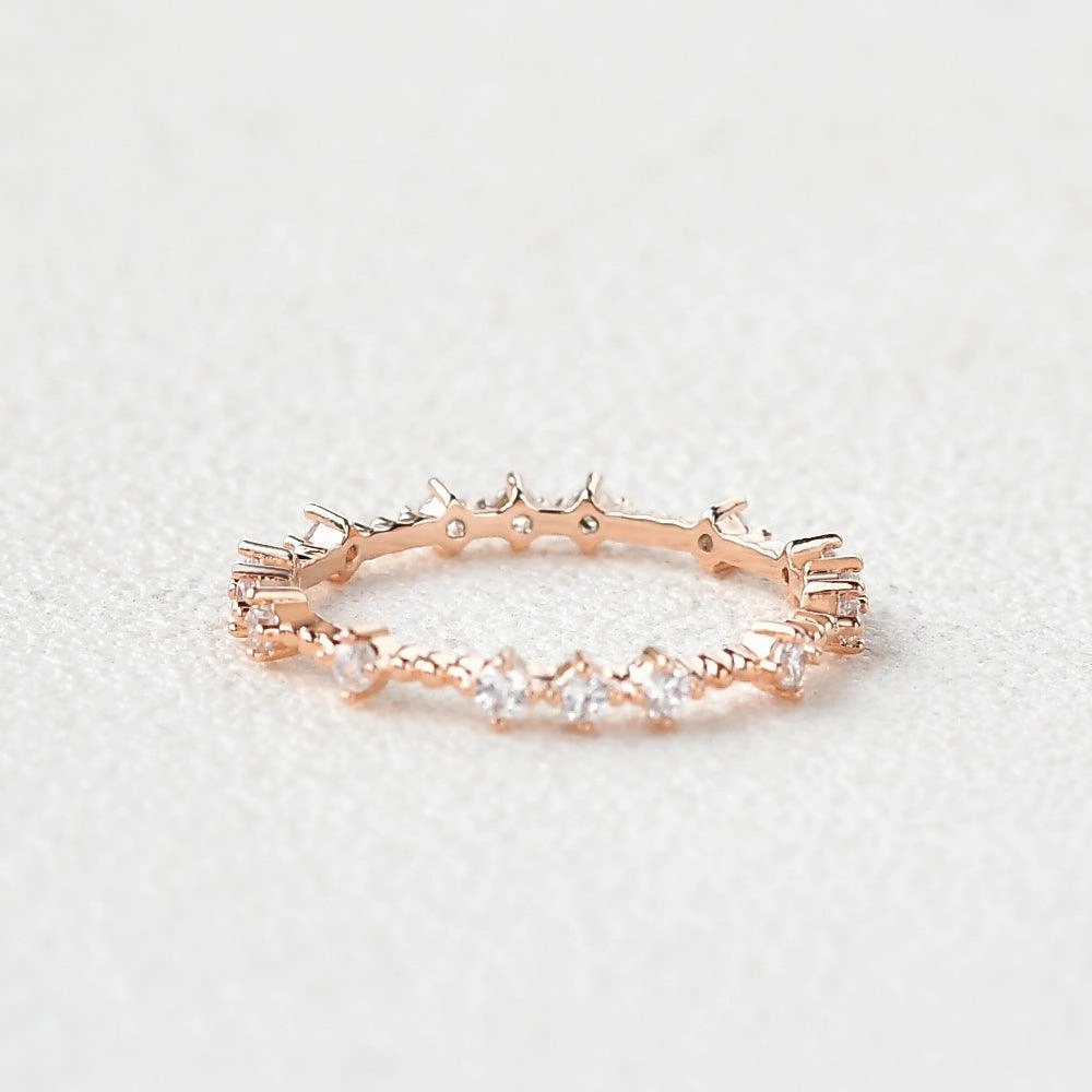 Moissanite Irregular Pave Stacking Ring Modern Form