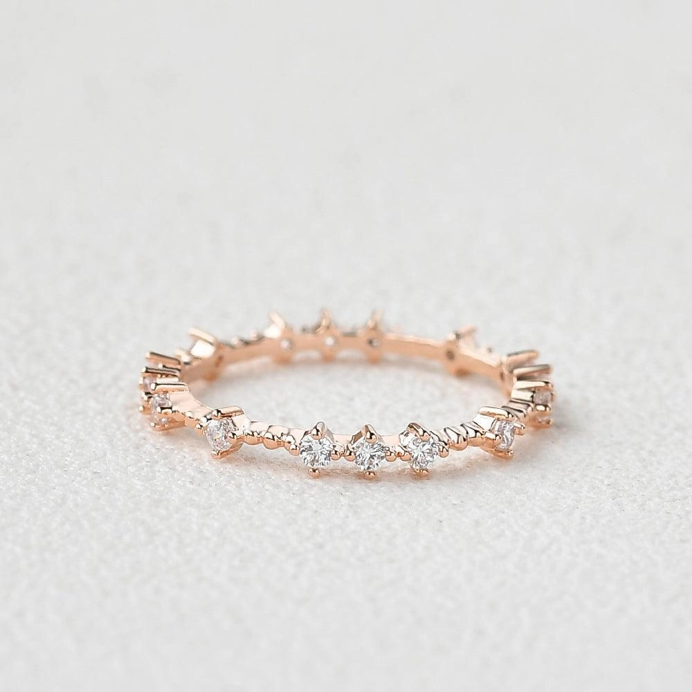 Stylish Statement Moissanite Irregular Pave Stacking Ring