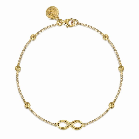 Handcrafted Finish Evening Sparkle 14K Yellow Gold Bujukan Chain Bracelet with Infinity Station