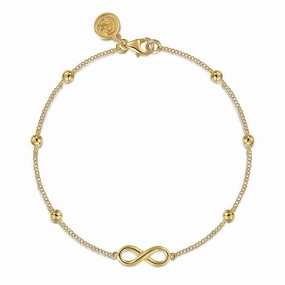 Handcrafted Finish Evening Sparkle 14K Yellow Gold Bujukan Chain Bracelet with Infinity Station