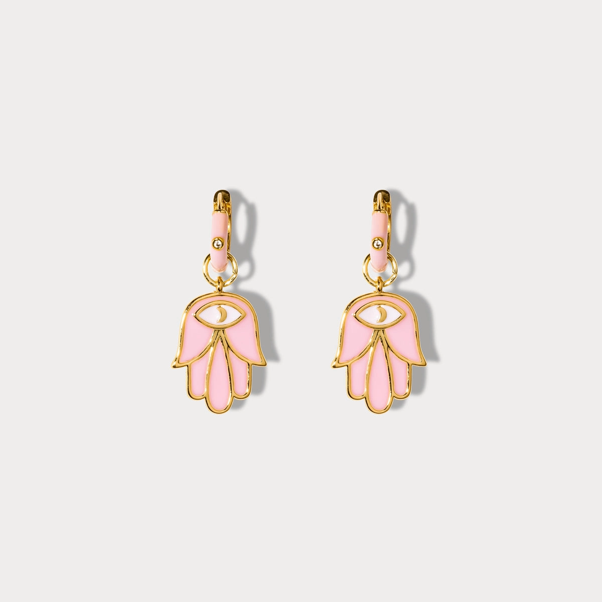 Eye in Hand Drop Earrings Artistic Detail