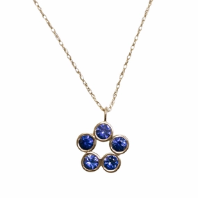 Thoughtful Adornment Faceted Blue Sapphire Daisy Necklace - 14k Gold