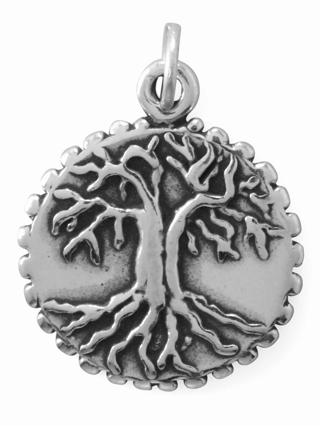 Dreamy Mood Family Roots Tree of Life Charm Antiqued Sterling Silver