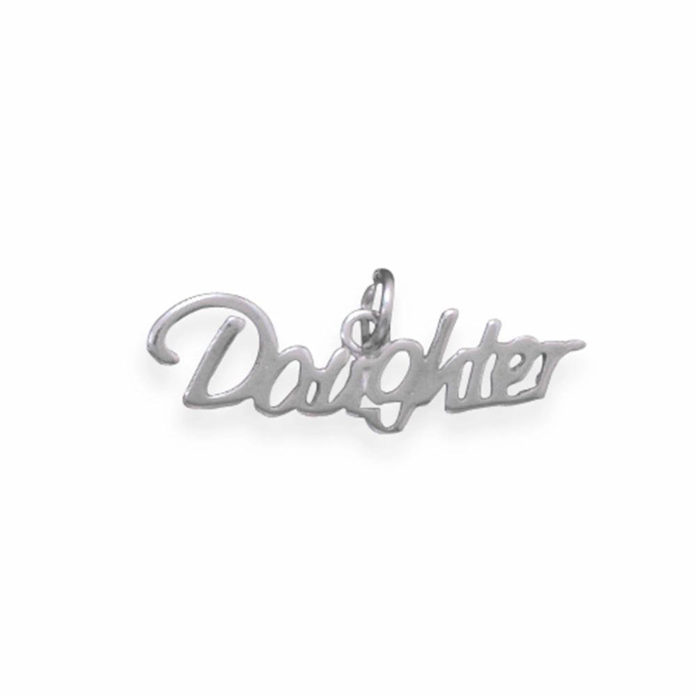 Luxury Craftsmanship Petite Edge Family Theme Word Daughter Charm Sterling Silver