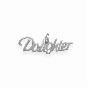Luxury Craftsmanship Petite Edge Family Theme Word Daughter Charm Sterling Silver