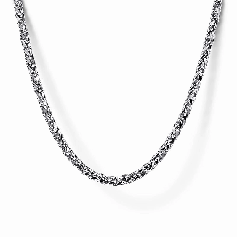 Bold Radiance Timeless Shine Craftwork 22" 925 Sterling Silver Men's Wheat Chain Necklace